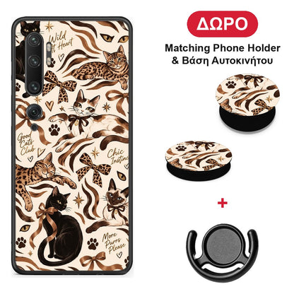 Wild Cats and Animal Print Collage - Xiaomi Mi Note 10 / 10 Pro θήκη + Δώρο Phone Holder & Βάση Αυτοκινήτου