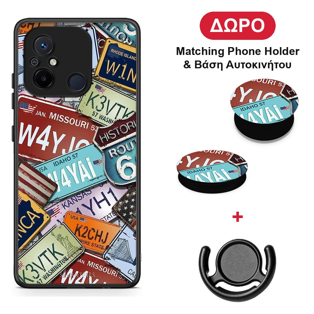 Car Plates - Xiaomi Poco C55 θήκη + Δώρο Phone Holder & Βάση Αυτοκινήτου