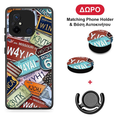 Car Plates - Xiaomi Poco C55 θήκη + Δώρο Phone Holder & Βάση Αυτοκινήτου