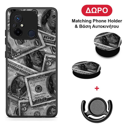 Money Dollars - Xiaomi Poco C55 θήκη + Δώρο Phone Holder & Βάση Αυτοκινήτου