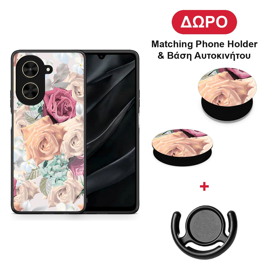 Floral Bouquet - Xiaomi Poco C71 θήκη + Δώρο Phone Holder & Βάση Αυτοκινήτου