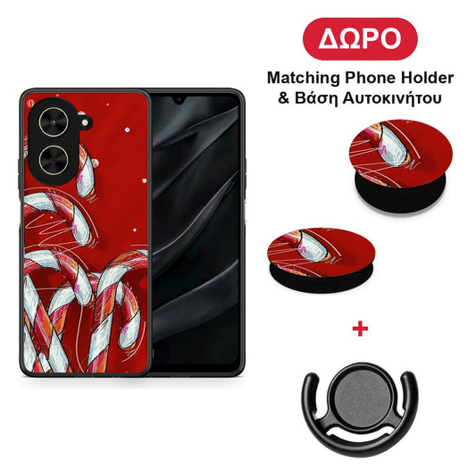 Candy Cane - Xiaomi Poco C71 θήκη + Δώρο Phone Holder & Βάση Αυτοκινήτου