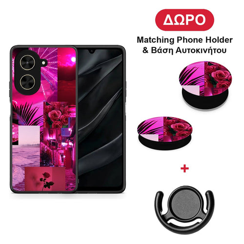 Collage Red Roses - Xiaomi Poco C71 θήκη + Δώρο Phone Holder & Βάση Αυτοκινήτου