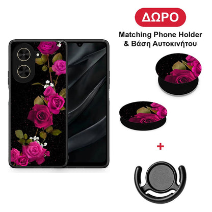 Flower Red Roses - Xiaomi Poco C71 θήκη + Δώρο Phone Holder & Βάση Αυτοκινήτου