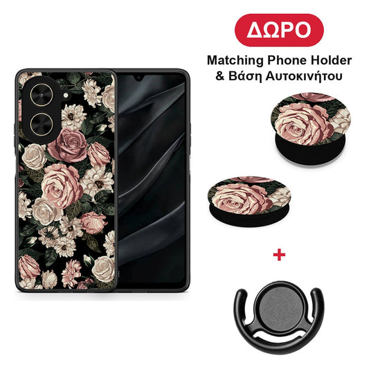 Flower Wild Roses - Xiaomi Poco C71 θήκη + Δώρο Phone Holder & Βάση Αυτοκινήτου