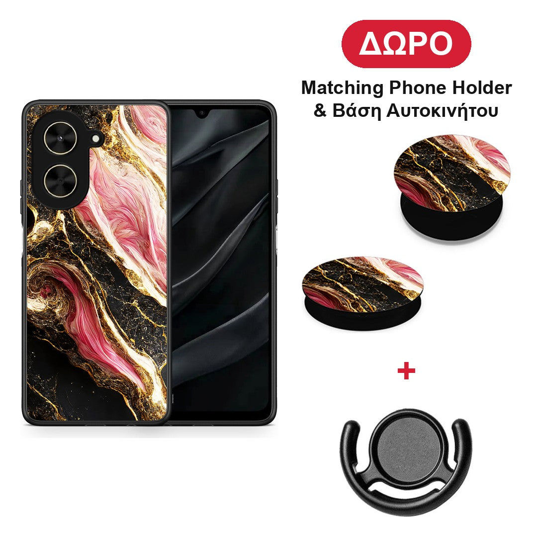 Glamorous Pink Marble - Xiaomi Poco C71 θήκη + Δώρο Phone Holder & Βάση Αυτοκινήτου