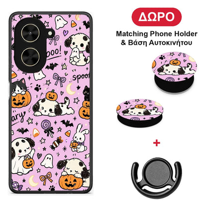 Halloween Puppies and Friends on Lilac - Xiaomi Poco C71 θήκη + Δώρο Phone Holder & Βάση Αυτοκινήτου