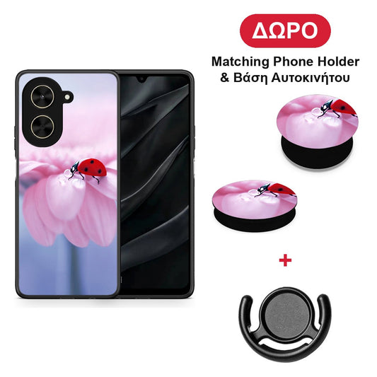 Ladybug Flower - Xiaomi Poco C71 θήκη + Δώρο Phone Holder & Βάση Αυτοκινήτου