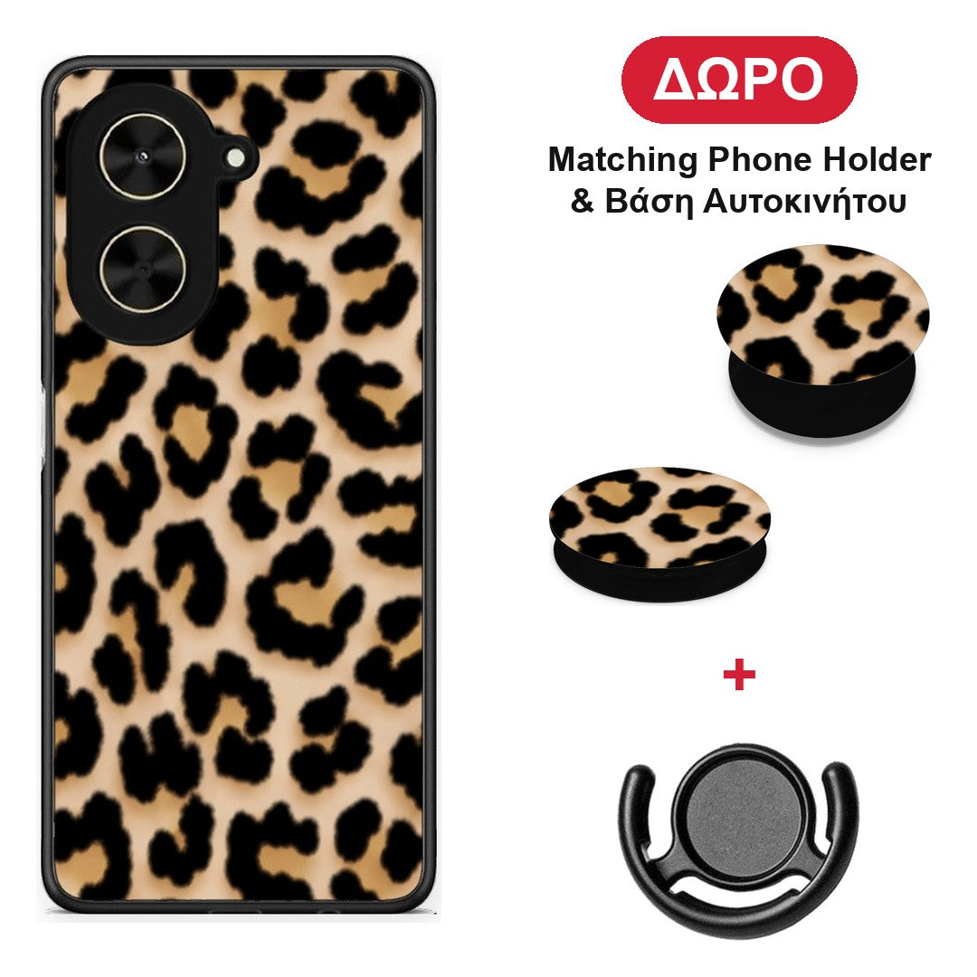 Leopard Print Tan Small - Xiaomi Poco C71 θήκη + Δώρο Phone Holder & Βάση Αυτοκινήτου