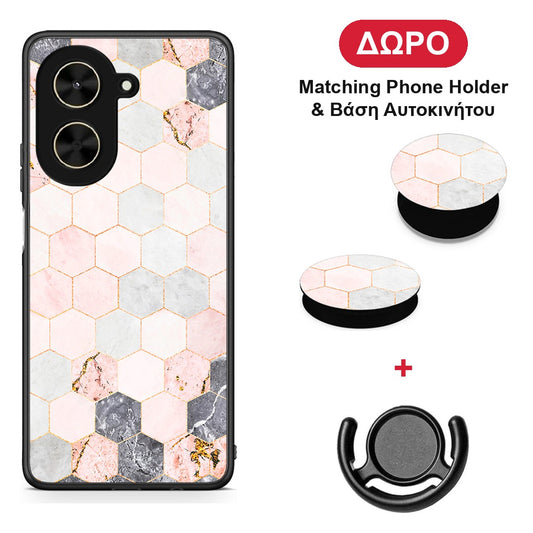 xiaomi-poco-c71-marble-hexagon-pink-case ΔΩΡΟ