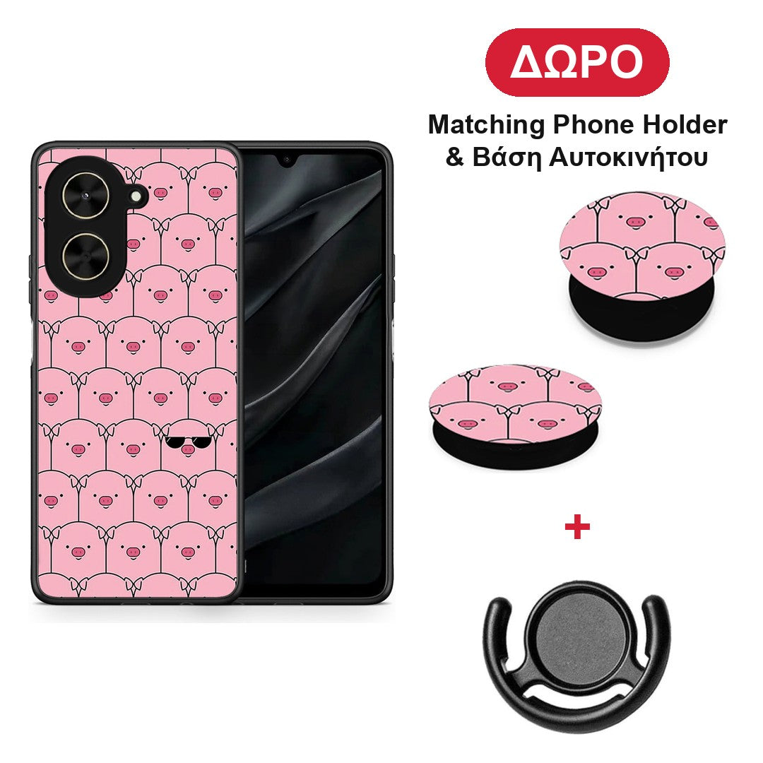 Pig Glasses - Xiaomi Poco C71 θήκη + Δώρο Phone Holder & Βάση Αυτοκινήτου