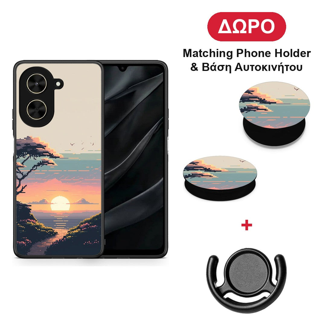 Pixel Sunset - Xiaomi Poco C71 θήκη + Δώρο Phone Holder & Βάση Αυτοκινήτου