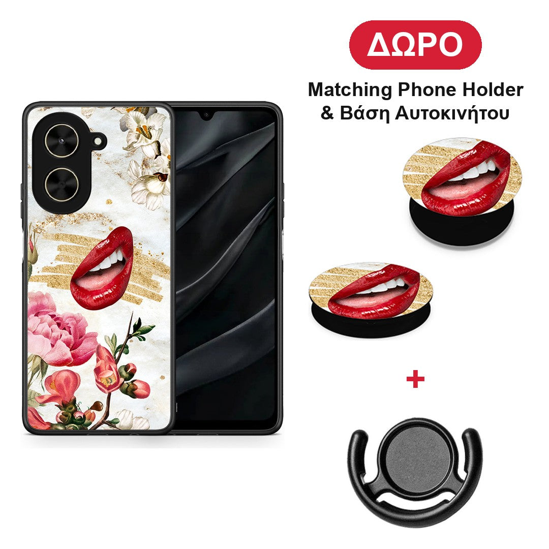 Red Lips - Xiaomi Poco C71 θήκη + Δώρο Phone Holder & Βάση Αυτοκινήτου