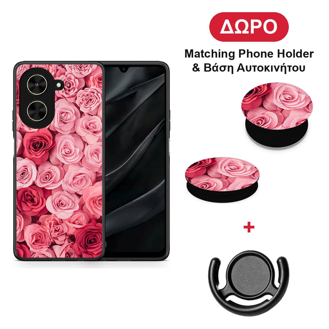 Valentine RoseGarden - Xiaomi Poco C71 θήκη + Δώρο Phone Holder & Βάση Αυτοκινήτου