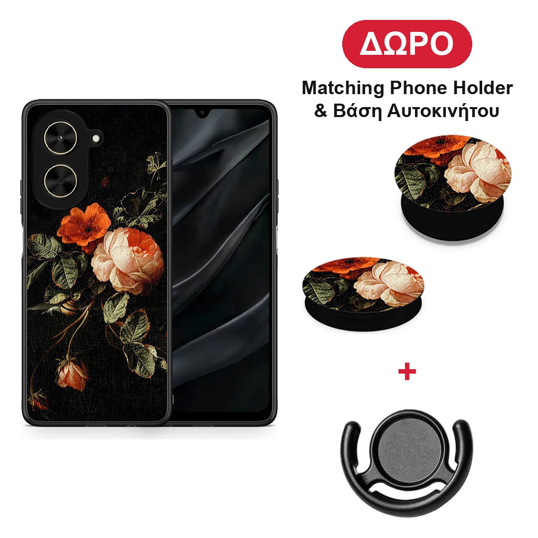 Vintage Roses - Xiaomi Poco C71 θήκη + Δώρο Phone Holder & Βάση Αυτοκινήτου