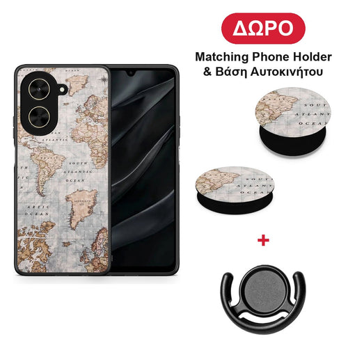 World Map - Xiaomi Poco C71 θήκη + Δώρο Phone Holder & Βάση Αυτοκινήτου
