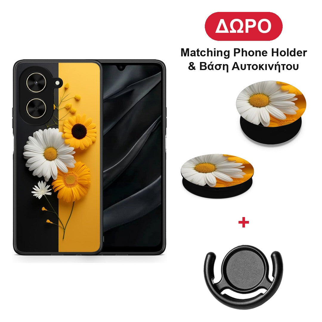 Yellow Daisies - Xiaomi Poco C71 θήκη + Δώρο Phone Holder & Βάση Αυτοκινήτου