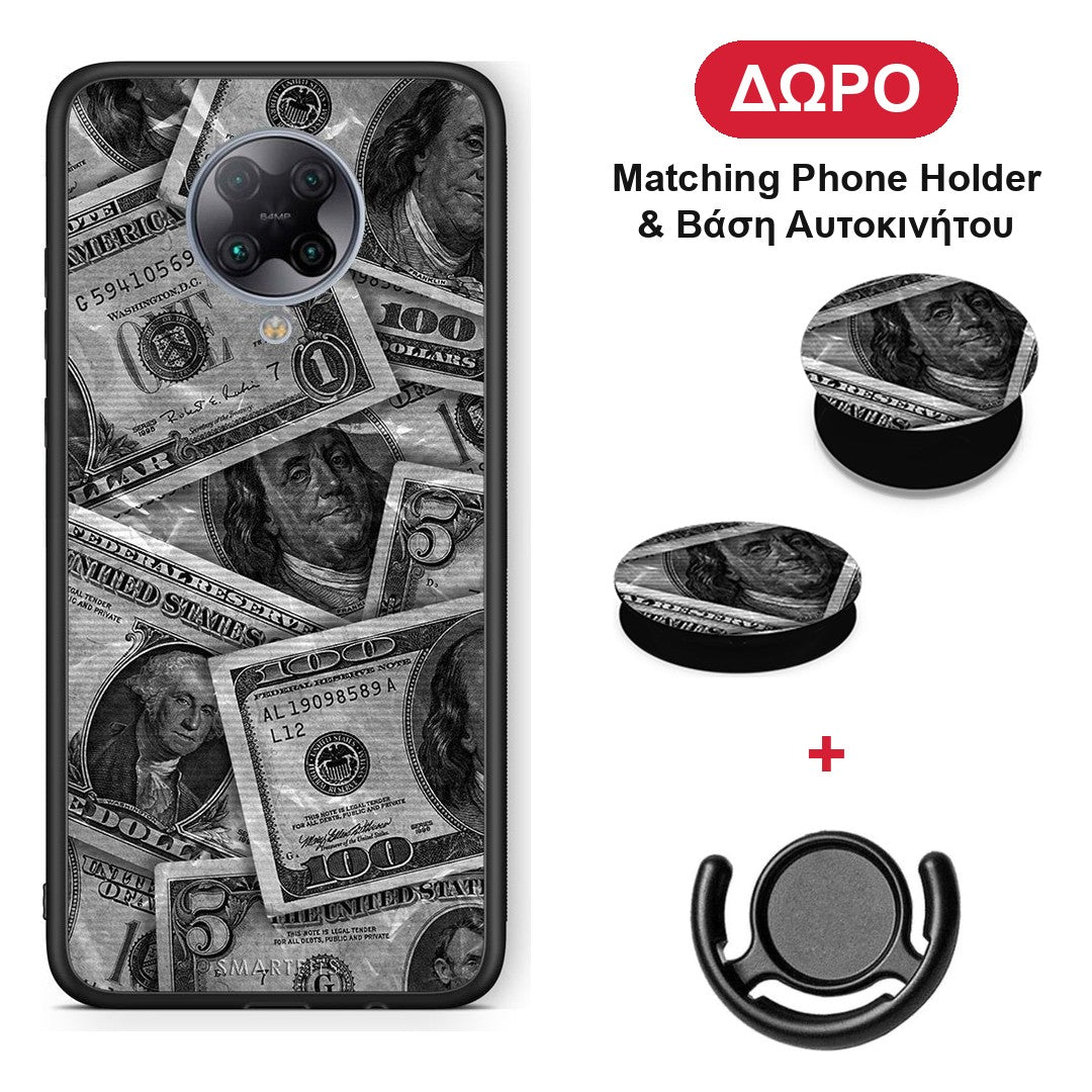 Money Dollars - Xiaomi Poco F2 Pro θήκη + Δώρο Phone Holder & Βάση Αυτοκινήτου