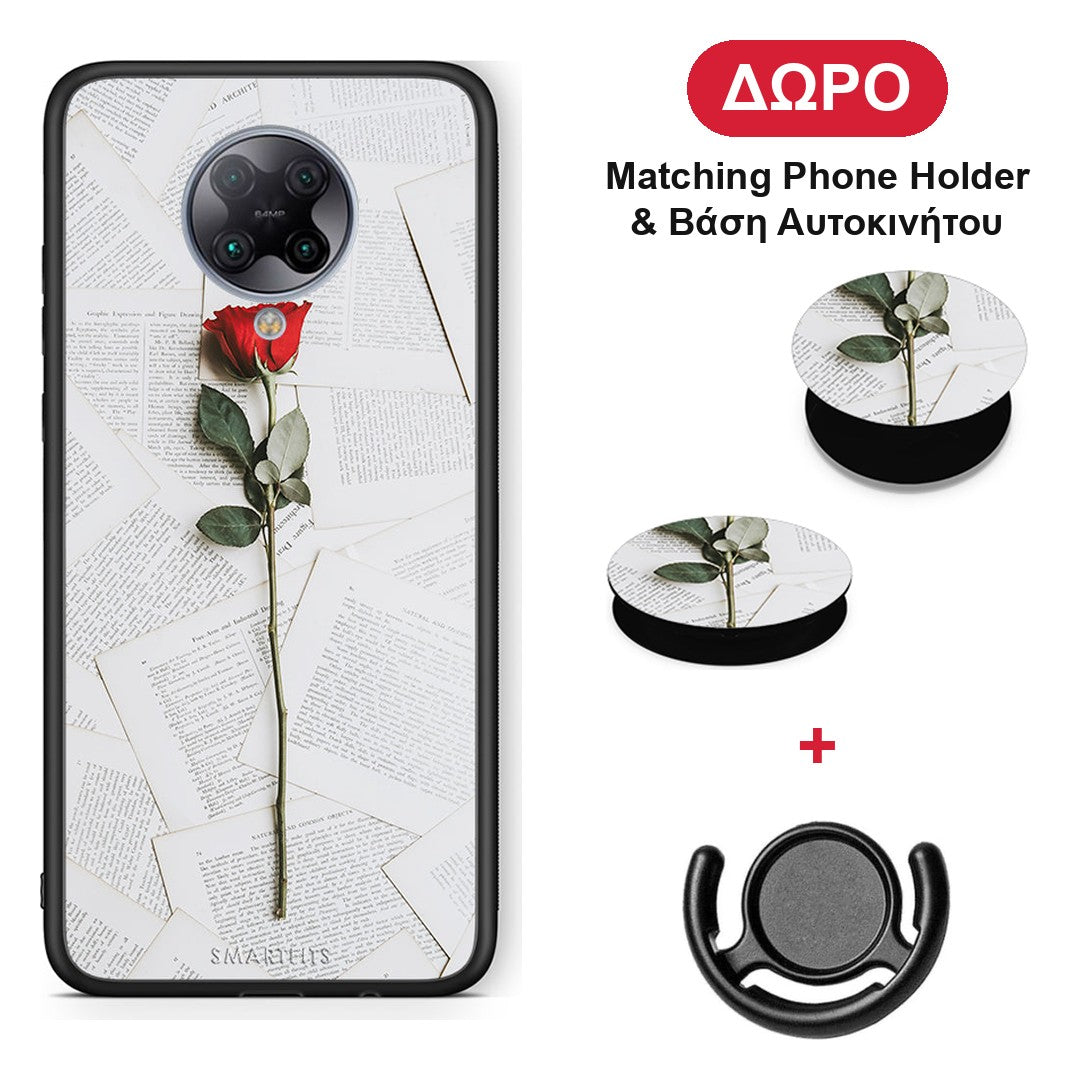 Red Rose - Xiaomi Poco F2 Pro θήκη + Δώρο Phone Holder & Βάση Αυτοκινήτου