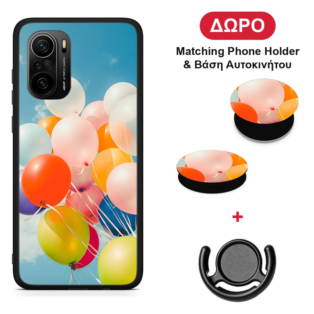 Colorful Balloons - Xiaomi Poco F3 θήκη + Δώρο Phone Holder & Βάση Αυτοκινήτου