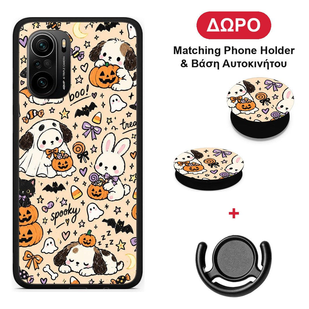 Halloween Puppies and Friends on Cream - Xiaomi Poco F3 θήκη + Δώρο Phone Holder & Βάση Αυτοκινήτου