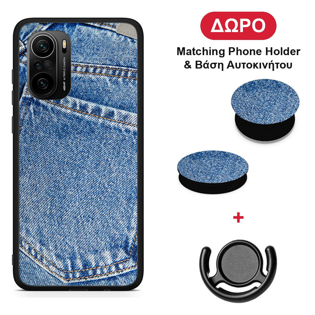 Jeans Pocket - Xiaomi Poco F3 θήκη + Δώρο Phone Holder & Βάση Αυτοκινήτου