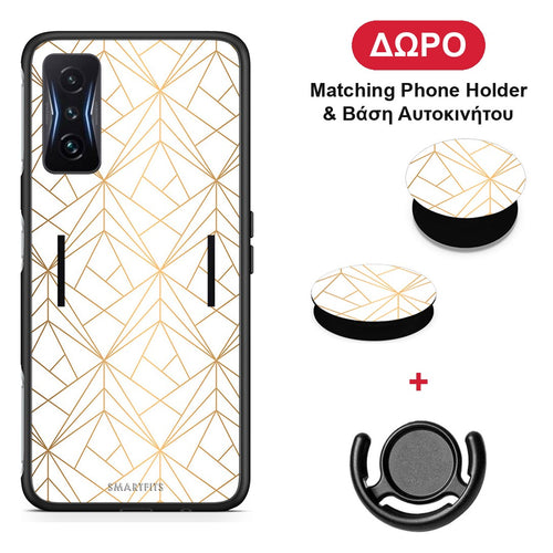 Geometric Luxury White - Xiaomi Poco F4 GT θήκη + Δώρο Phone Holder & Βάση Αυτοκινήτου