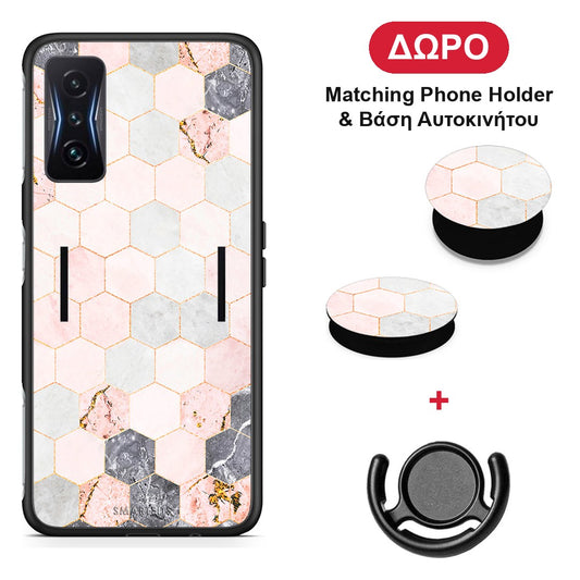 Marble Hexagon Pink - Xiaomi Poco F4 GT θήκη + Δώρο Phone Holder & Βάση Αυτοκινήτου