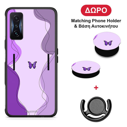 Purple Mariposa - Xiaomi Poco F4 GT θήκη + Δώρο Phone Holder & Βάση Αυτοκινήτου