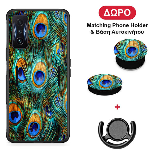 Real Peacock Feathers - Xiaomi Poco F4 GT θήκη + Δώρο Phone Holder & Βάση Αυτοκινήτου