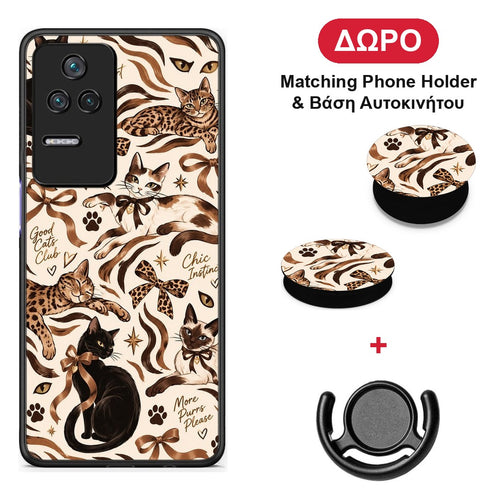 Wild Cats and Animal Print Collage - Xiaomi Poco F4 / Redmi K40S θήκη + Δώρο Phone Holder & Βάση Αυτοκινήτου