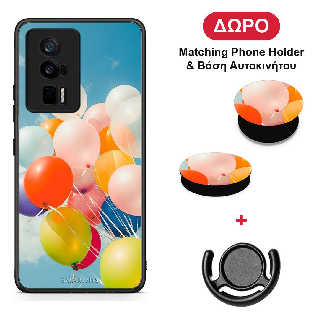Colorful Balloons - Xiaomi Poco F5 Pro / Redmi K60 Pro θήκη + Δώρο Phone Holder & Βάση Αυτοκινήτου