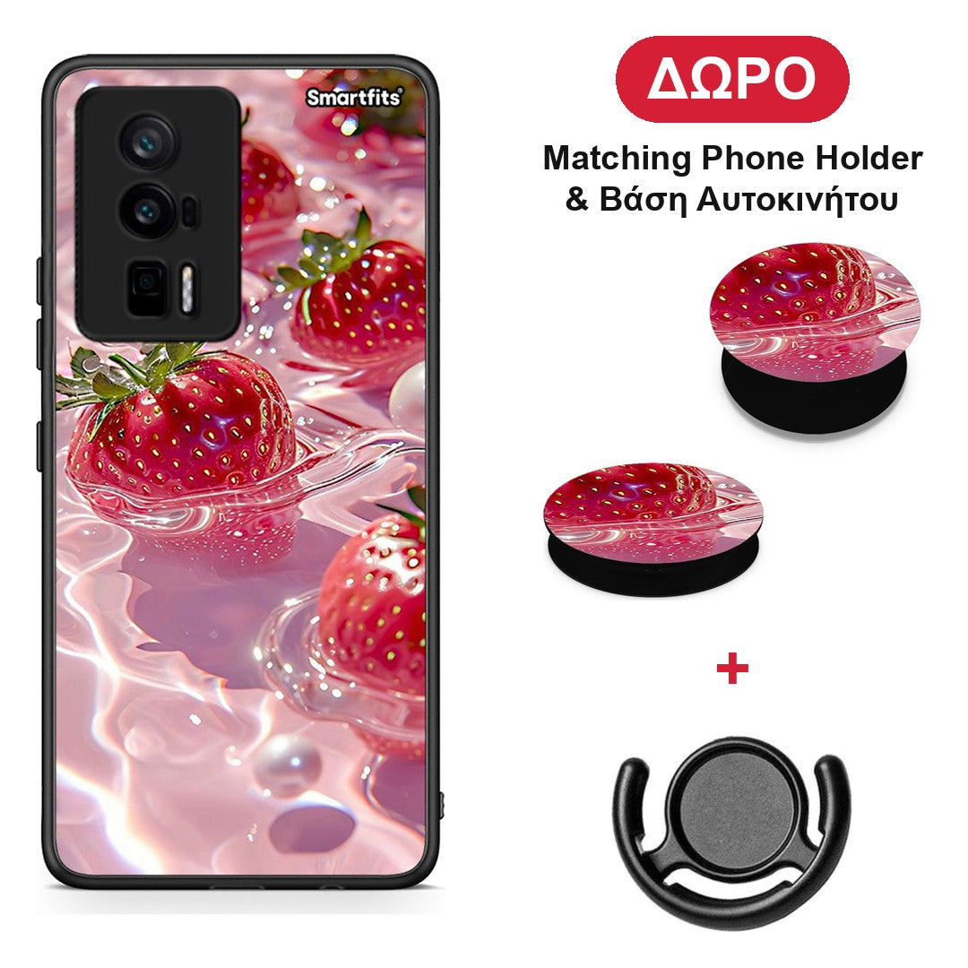 Juicy Strawberries - Xiaomi Poco F5 Pro / Redmi K60 Pro θήκη + Δώρο Phone Holder & Βάση Αυτοκινήτου