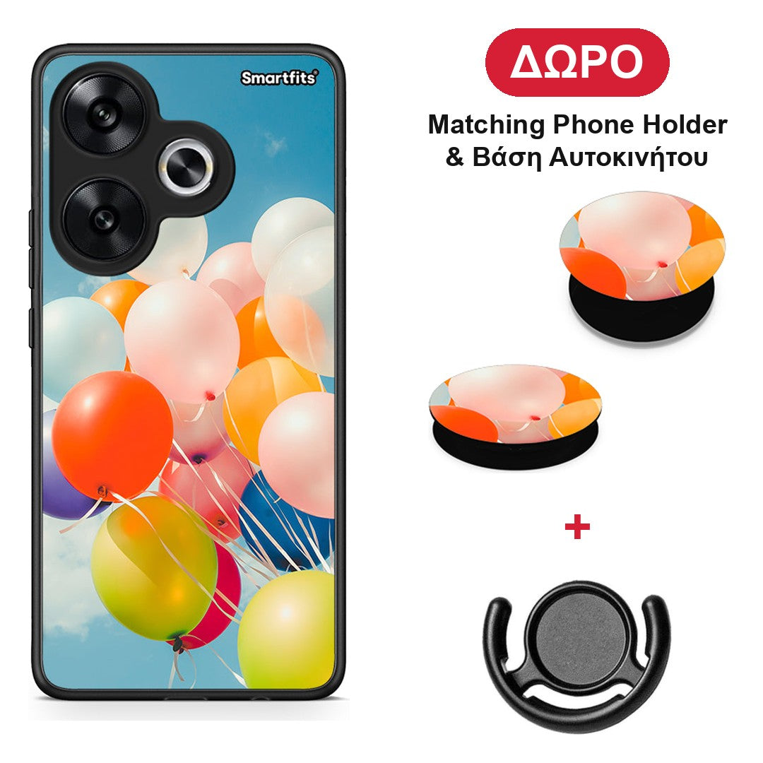 Colorful Balloons - Xiaomi Poco F6 θήκη + Δώρο Phone Holder & Βάση Αυτοκινήτου