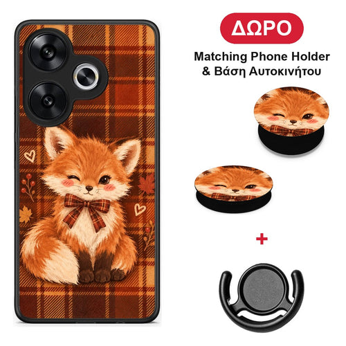 Fox on Autumn Tartan - Xiaomi Poco F6 θήκη + Δώρο Phone Holder & Βάση Αυτοκινήτου
