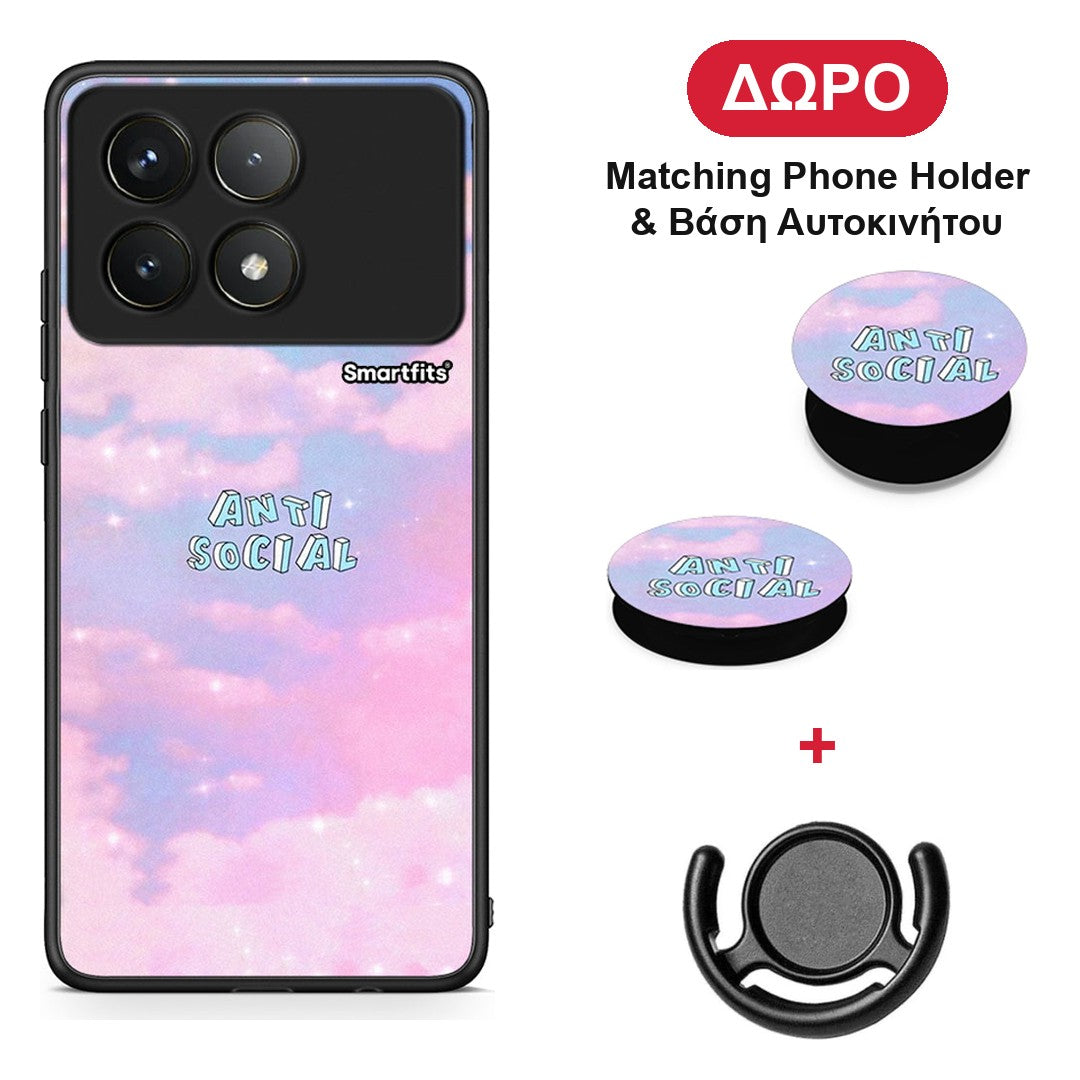 Anti Social - Xiaomi Poco F6 Pro 5G θήκη + Δώρο Phone Holder & Βάση Αυτοκινήτου