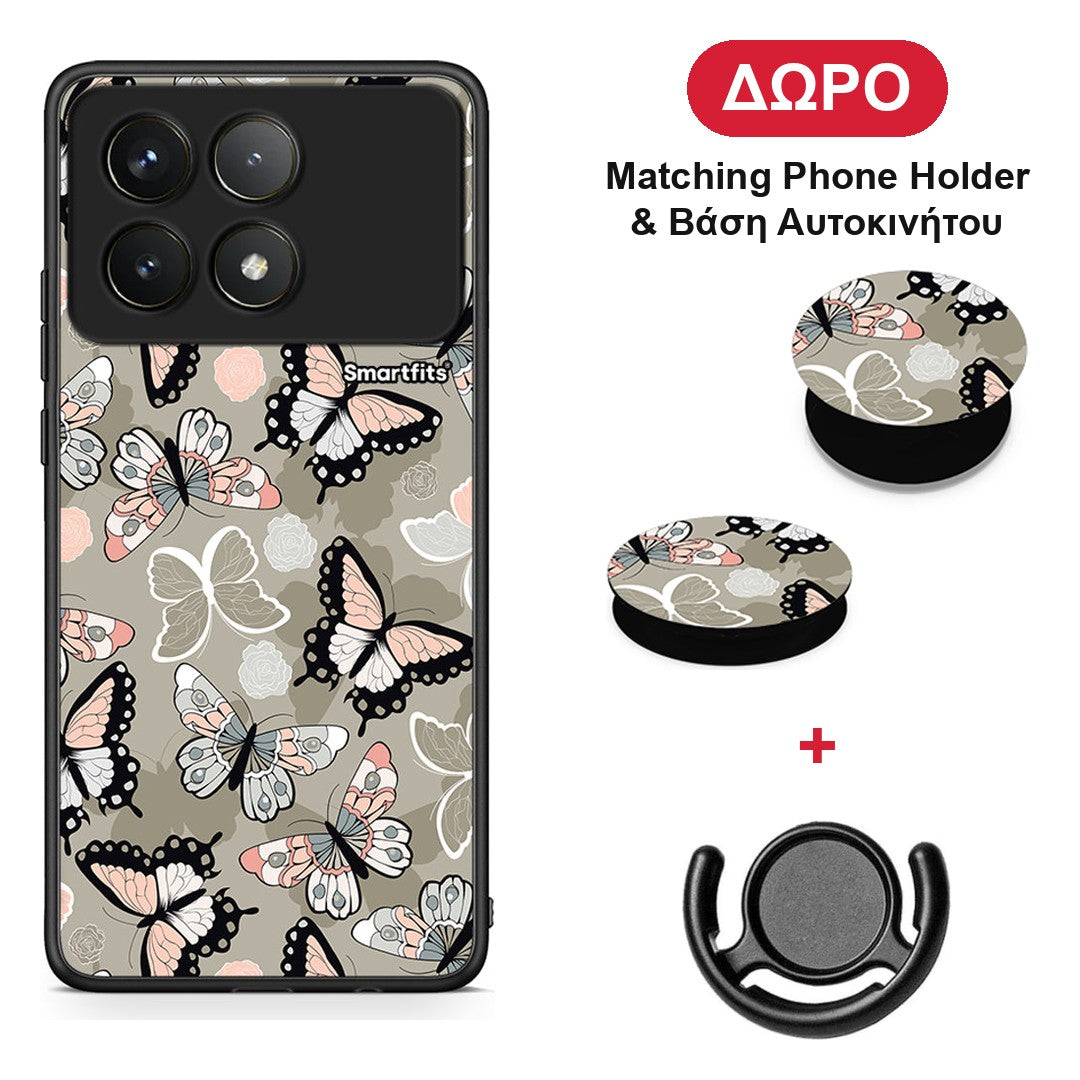 Boho Butterflies - Xiaomi Poco F6 Pro 5G θήκη + Δώρο Phone Holder & Βάση Αυτοκινήτου