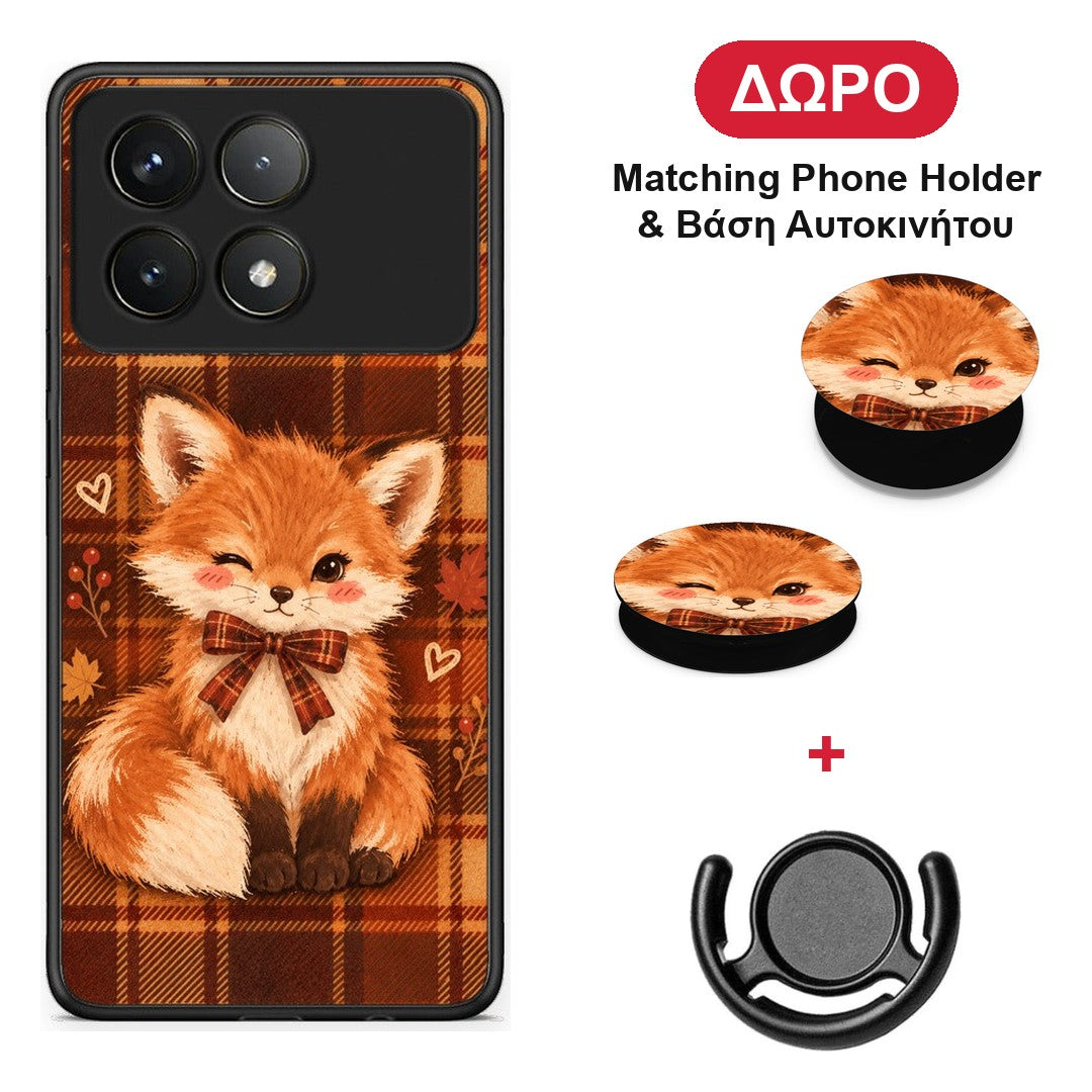 Fox on Autumn Tartan - Xiaomi Poco F6 Pro 5G θήκη + Δώρο Phone Holder & Βάση Αυτοκινήτου