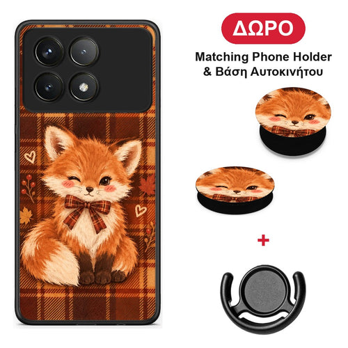 Fox on Autumn Tartan - Xiaomi Poco F6 Pro 5G θήκη + Δώρο Phone Holder & Βάση Αυτοκινήτου