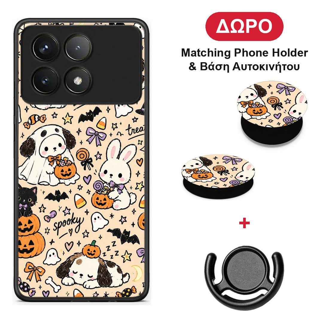 Halloween Puppies and Friends on Cream - Xiaomi Poco F6 Pro 5G θήκη + Δώρο Phone Holder & Βάση Αυτοκινήτου