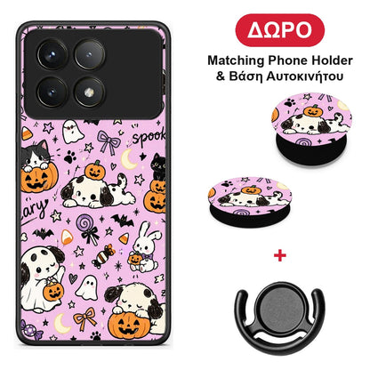 Halloween Puppies and Friends on Lilac - Xiaomi Poco F6 Pro 5G θήκη + Δώρο Phone Holder & Βάση Αυτοκινήτου