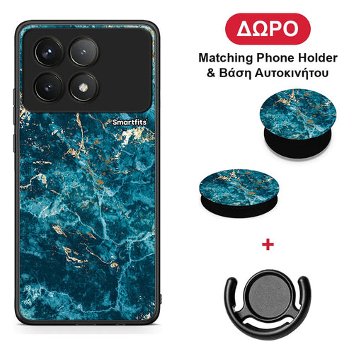 Marble Blue - Xiaomi Poco F6 Pro 5G θήκη + Δώρο Phone Holder & Βάση Αυτοκινήτου