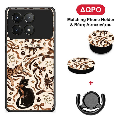 Wild Cats and Animal Print Collage - Xiaomi Poco F6 Pro 5G θήκη + Δώρο Phone Holder & Βάση Αυτοκινήτου