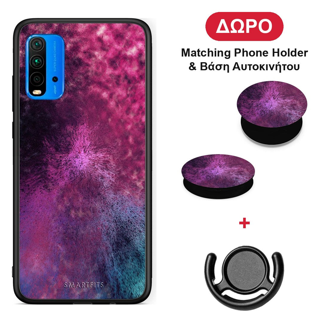 Galactic Aurora - Xiaomi Poco M3 θήκη + Δώρο Phone Holder & Βάση Αυτοκινήτου