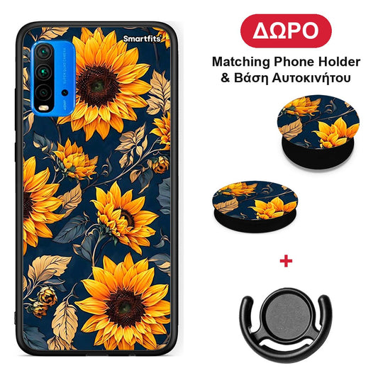 Autumn Sunflowers - Xiaomi Poco M3 θήκη + Δώρο Phone Holder & Βάση Αυτοκινήτου