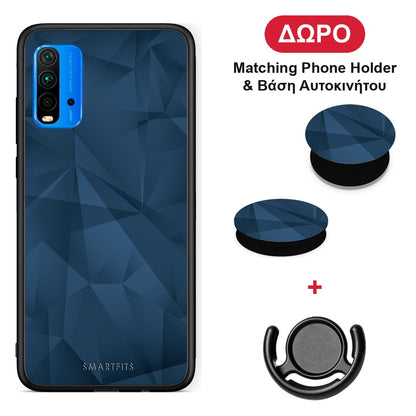 Geometric Blue Abstract - Xiaomi Poco M3 θήκη + Δώρο Phone Holder & Βάση Αυτοκινήτου