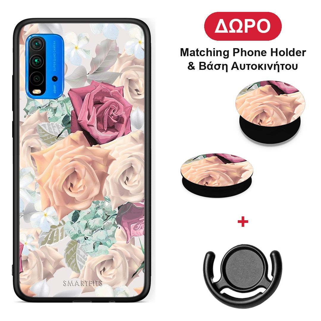 Floral Bouquet - Xiaomi Poco M3 θήκη + Δώρο Phone Holder & Βάση Αυτοκινήτου