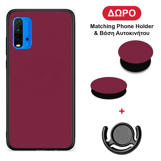 Burgundy - Xiaomi Poco M3 θήκη + Δώρο Phone Holder & Βάση Αυτοκινήτου