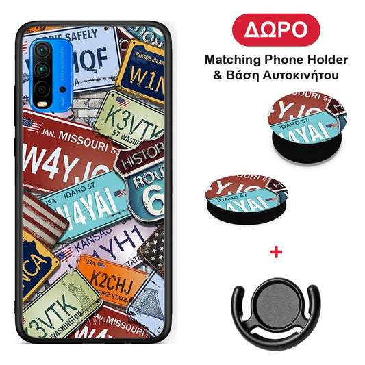 Car Plates - Xiaomi Poco M3 θήκη + Δώρο Phone Holder & Βάση Αυτοκινήτου
