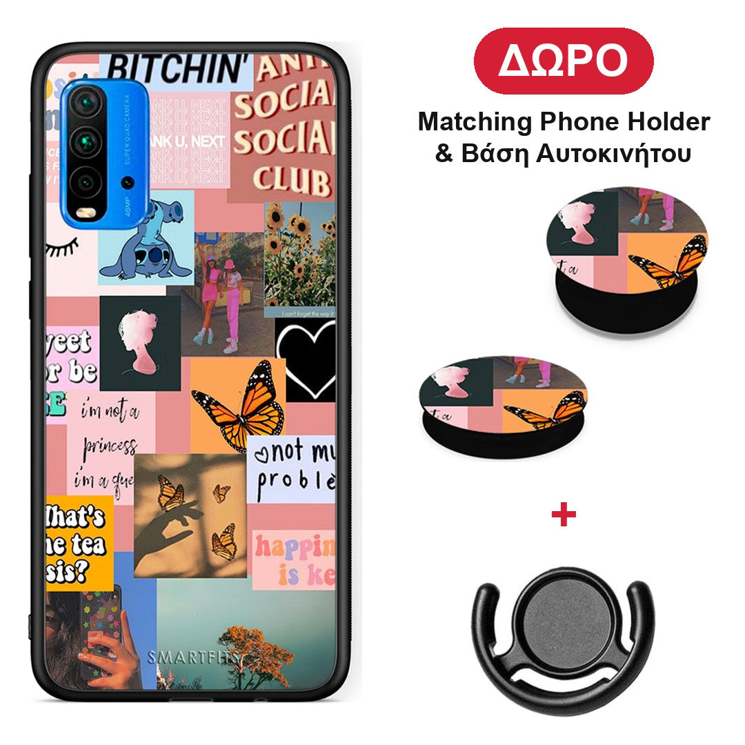 Collage Bitchin - Xiaomi Poco M3 θήκη + Δώρο Phone Holder & Βάση Αυτοκινήτου
